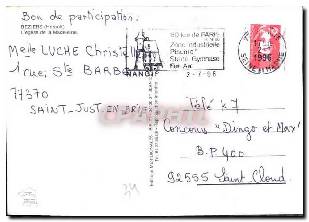 Béziers — Igreja de Nossa Senhora da Medalha — Edições Meridionais - Verso