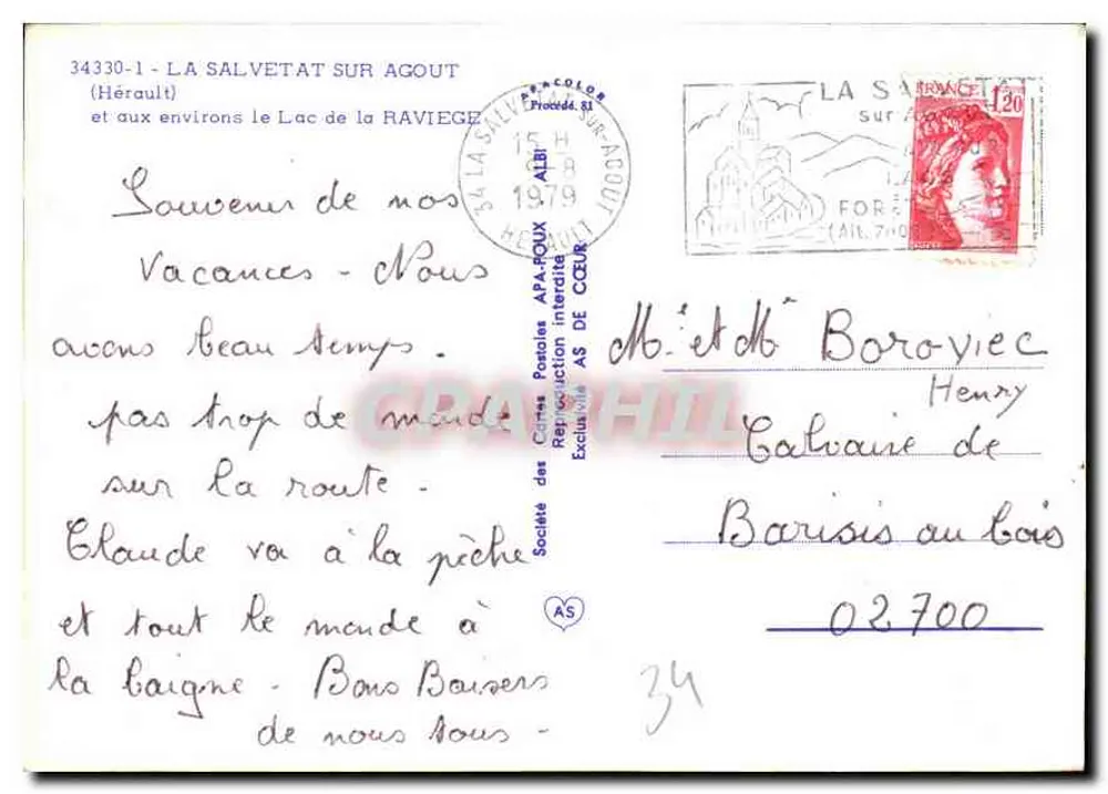 La Salvatat-sur-Agout — See Raviege — Antike Ansichtskarte AS - Rückseite