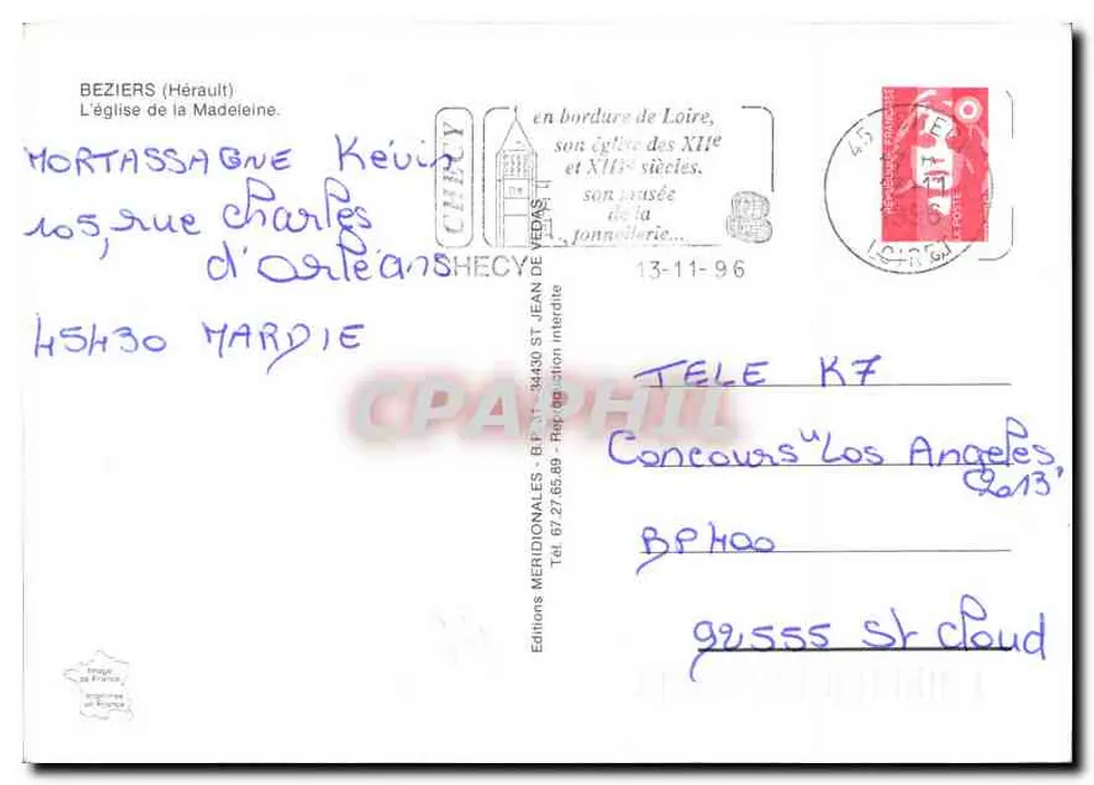 Béziers — Igreja de La Madeleine — Éditions Chiry - Verso