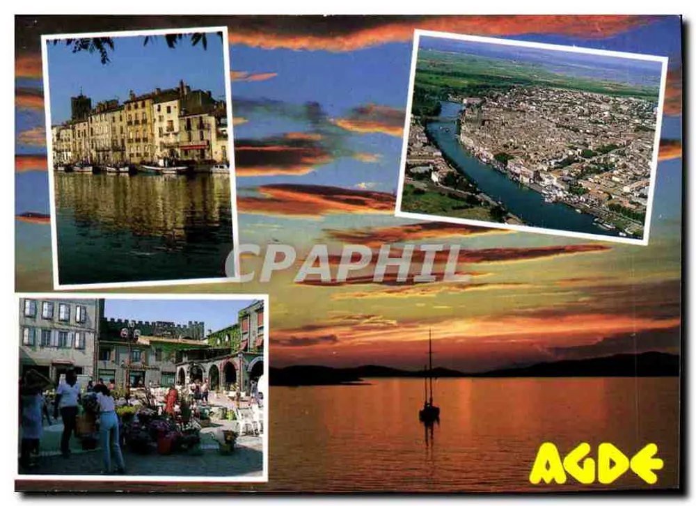Agde — vista panorâmica e cenas de vida — edições de França - Frente
