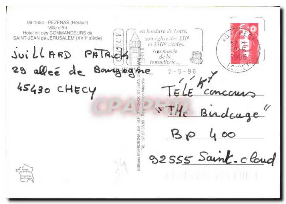 Pézenas — Hotel des Commandeurs — Édition Méridionales - Rückseite
