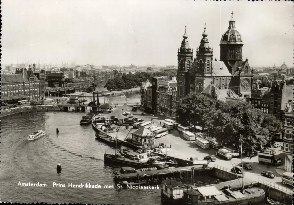 Amsterdam - Prins Hendrikade mit St. Nicolaaskerk — Verlag MUVA, Serie 6 Centimes - Vorderseite