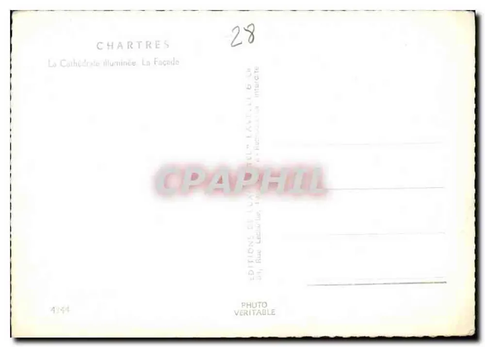 Chartres — A Catedral Iluminada. A Fachada — Éditions de Luxe, n°28 - Verso