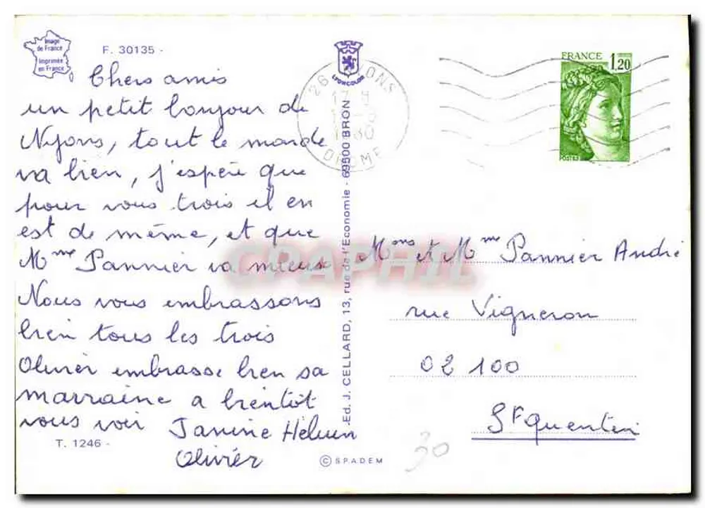 Pod słońcem Prowansji — collage krajobrazów prowanskich — Wyd. J. Cellard, nr T.1246 - Rewers