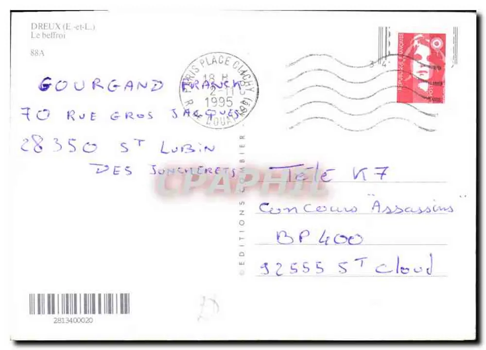 Dreux — Torre do belvedere — Éditions Combier, n° 88A - Verso