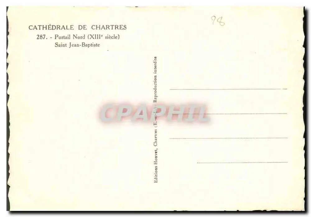 Kathedrale von Chartres — Nordportal (13. Jahrhundert) — Heiliger Johannes der Täufer — Editions Honvet, Chartres - Rückseite