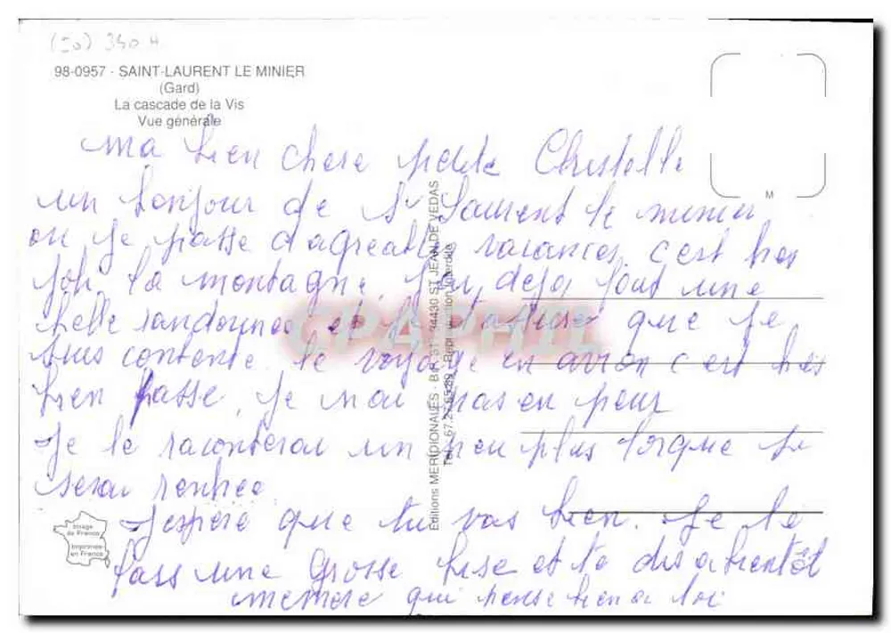 Saint-Laurent Le Minier — Wasserfall der Vis — Éditions Méridionales - Rückseite