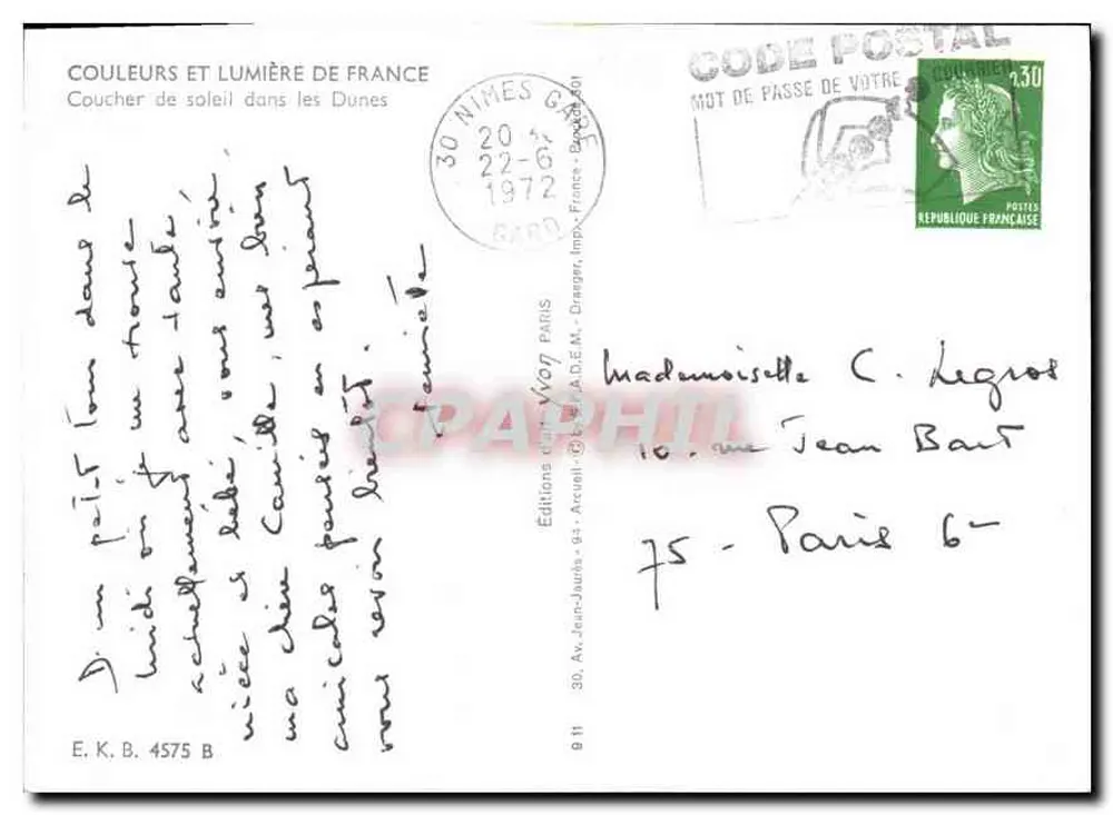 Pôr do sol nas Dunas — Couleurs et Lumière de France — Éditions d'Art Yvon - Verso