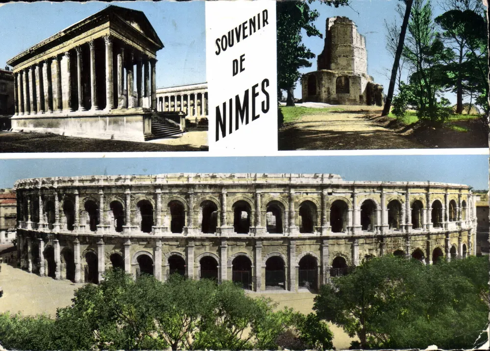 Templo da Maison Carrée — Ruínas — Arênes de Nîmes — Lembrança de Nîmes - Frente