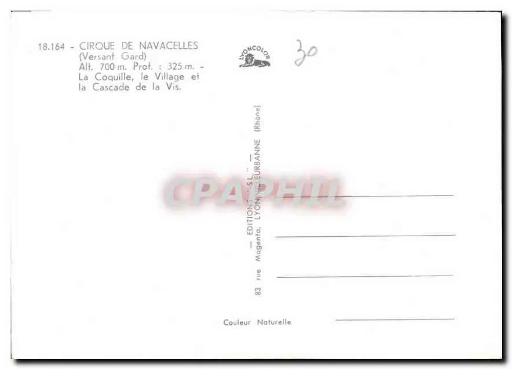 Cirque de Navacelles — Gard-Seite — Magenica Editions, Lyon - Rückseite