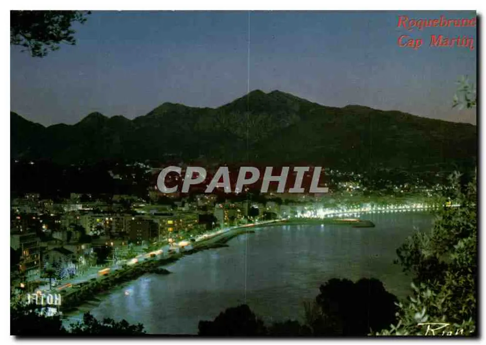 Roquebrune-Cap-Martin — Vista noturna — Ed. A. Rion, Nice - Frente