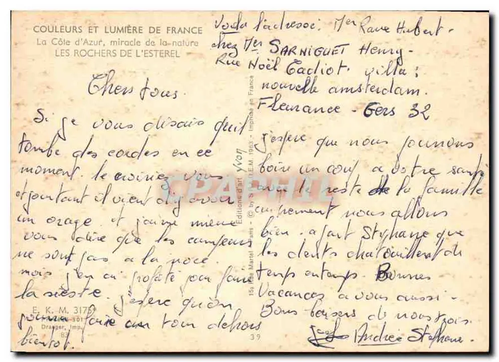 Der Esterel — Küstenlandschaft mit roten Felsen und Kiefern — Editions d'Art Ivon, Nr. 39 - Rückseite