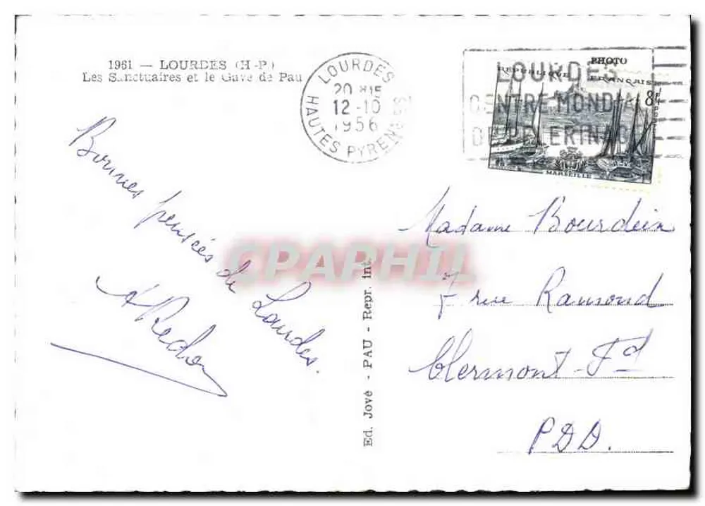 Lourdes — Wallfahrtskirche und Grotte von Pau — Verlag: Jové - Pau, Seriennummer nicht sichtbar - Rückseite