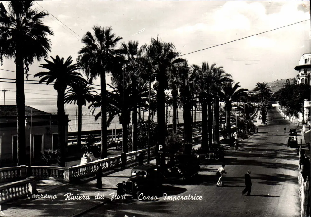 Sanremo - Riviera dei Fiori - Corso Imperatrice — Ansicht der mit Palmen gesäumten Promenade - Vorderseite