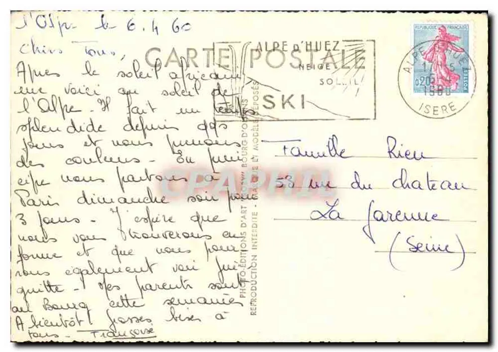 Route de l'Alpe d'Huez / St. Ferréol und der Signal de l'Homme (2179m) — Photo Éditions d'Art Bourg-en-Modène, n°351 - Rückseite