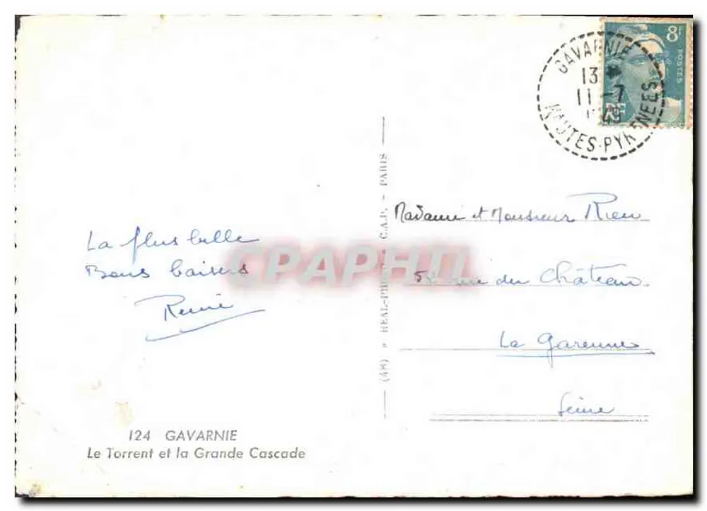 Gavarnie — O Torrente e a Grande Cachoeira — C.A.P. — 124 - Verso