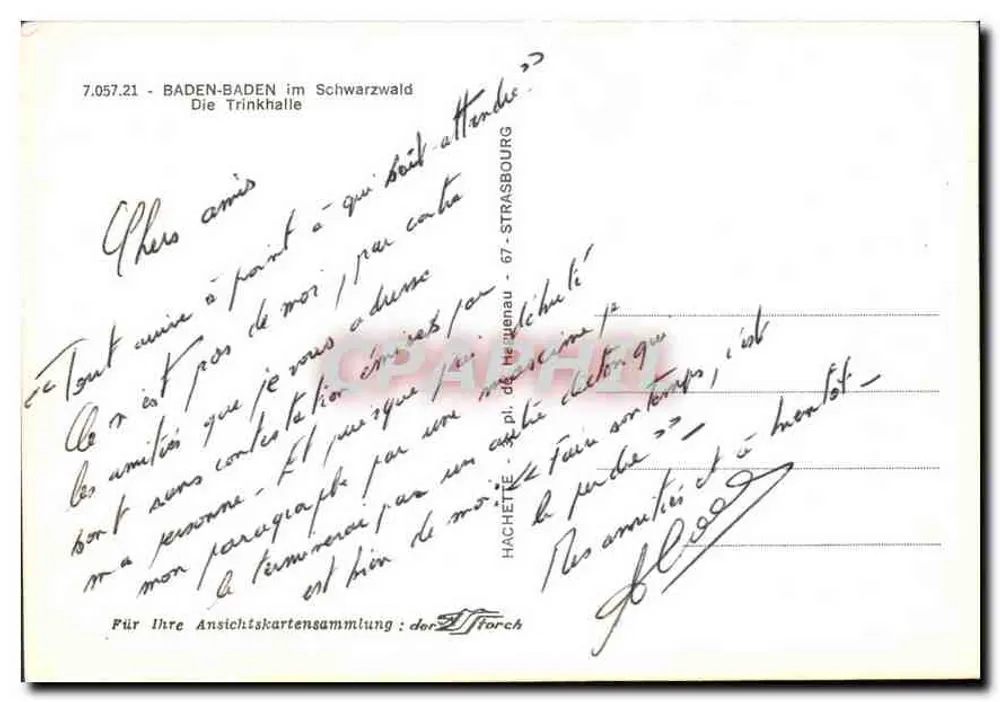 Baden-Baden im Schwarzwald — Die Trinkhalle — Hachette, 7.057.21 - Rückseite