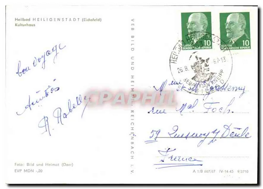 Heilbad Heiligenstadt (Eichsfeld) — Kulturhaus — VEB Bild und Heimat (Darr) - Rückseite
