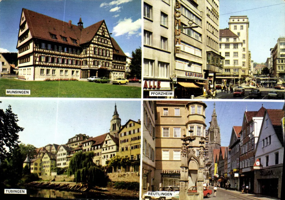Münsingen, Pforzheim, Tübingen, Reutlingen — vue de quartiers — Kunstdruckverlag Pieftron - Recto