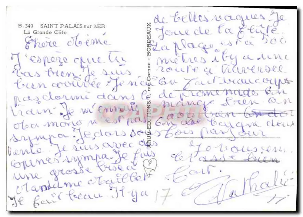 A Grande Côte — Recordações — Edições B.340, Saint-Palais-sur-Mer - Verso