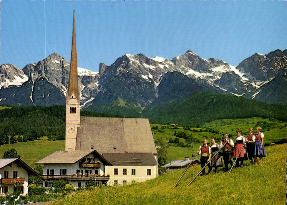 Maria Alm am Steinernen Meer — tocador de alphorn — editor Cosy, n° A-5761 - Frente