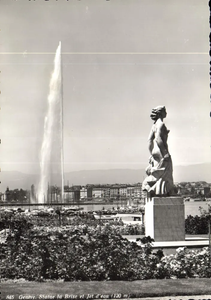 Genebra. Estátua da Brisa e Jato d'Água (120 m) — C. Sartori Fils, Versoix-Gênes - Frente