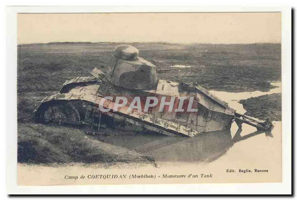 Camp de COETQUIDAN (Morbihan) — Panzer-Manöver — Edit. Baglin, Rennes - Vorderseite