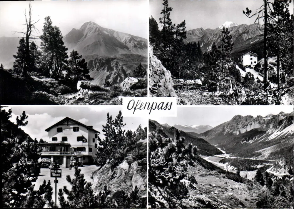 Ofenpass — Panoramablick und Hotel — Verlag Otto Furter, Davos-Platz - Vorderseite