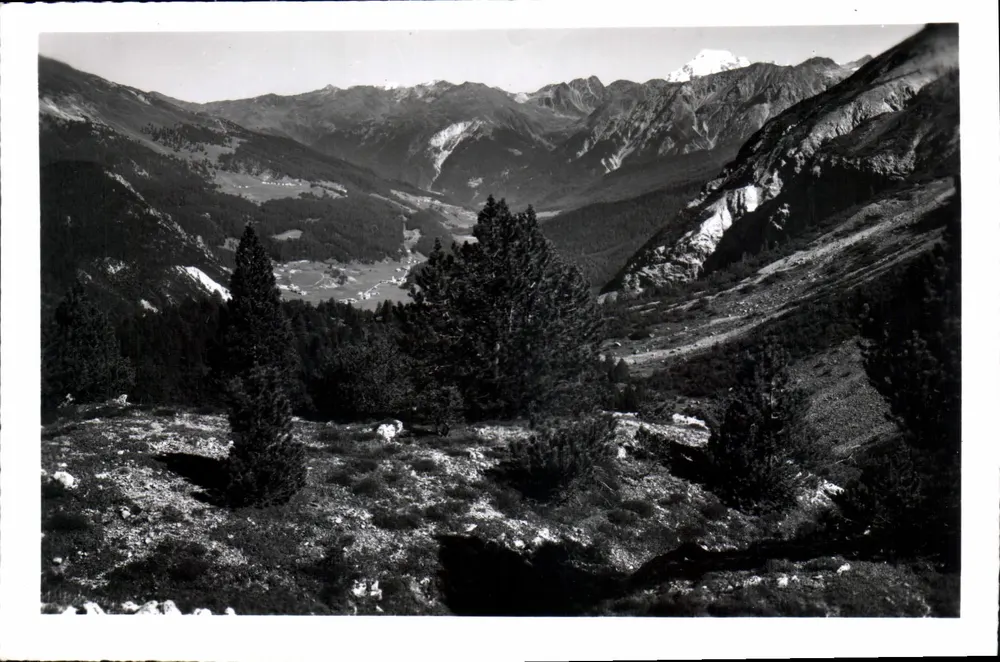Ansicht von Susom Gyvé, Oufenbergpasshöhe — 2155 m, im Münstertal, Tschierf, LÜ & Ortler — Foto von R. Grass, Zernez - Vorderseite