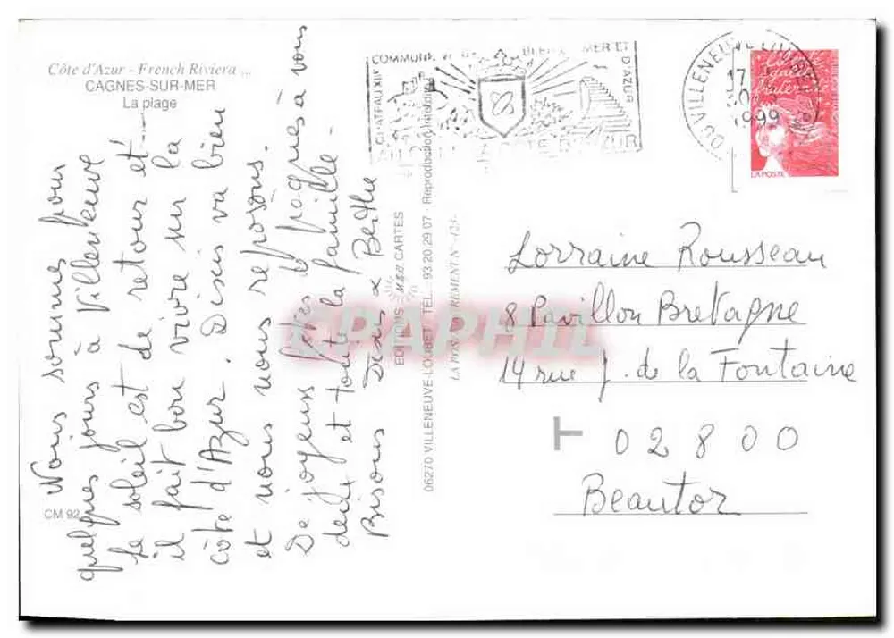Cagnes-sur-Mer — praia animada — Éditions VILLENEUVE - Verso