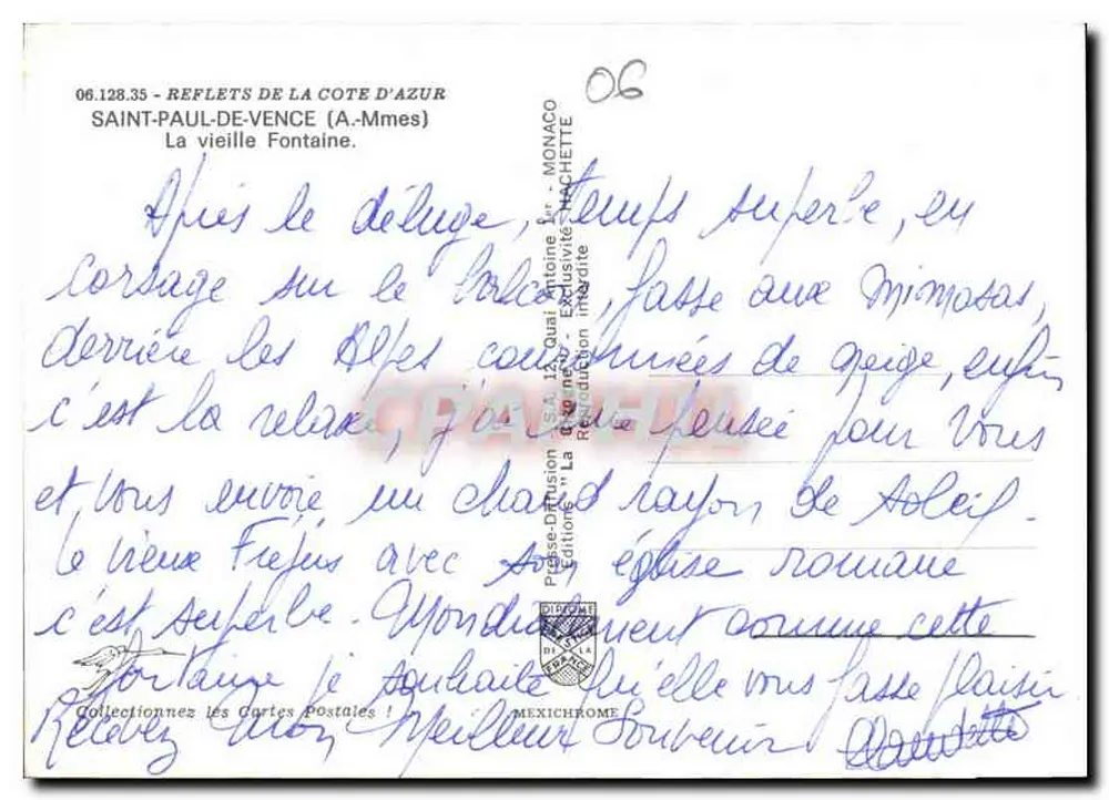 Saint-Paul-de-Vence — Die alte Fontäne — Verlag IRIS, Nr. 06.128.35 - Rückseite