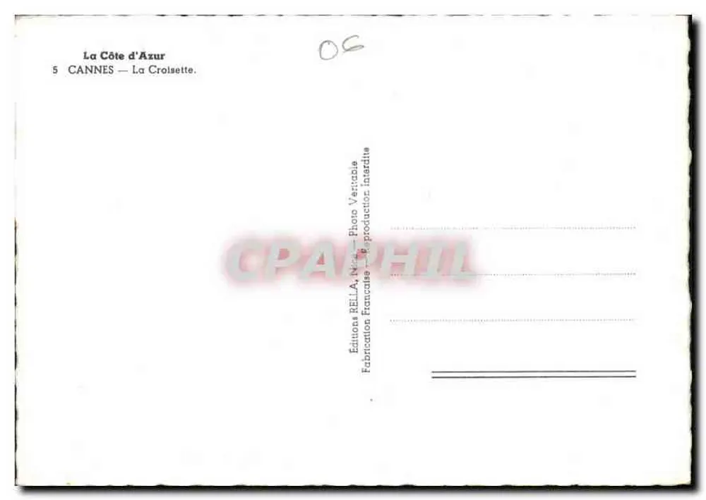 Cannes — A Croisette — Edições Rella - Verso