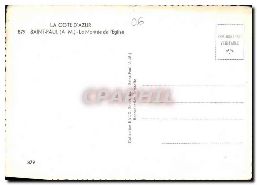 Saint-Paul-la-Roche — A Subida da Igreja — Coleção B.A.L.U.X. n°879 - Verso