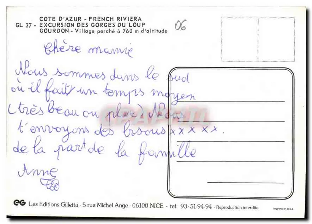 Gourdon - Gorges du Loup — Les Editions Gilletta, Nr. 06 - Rückseite