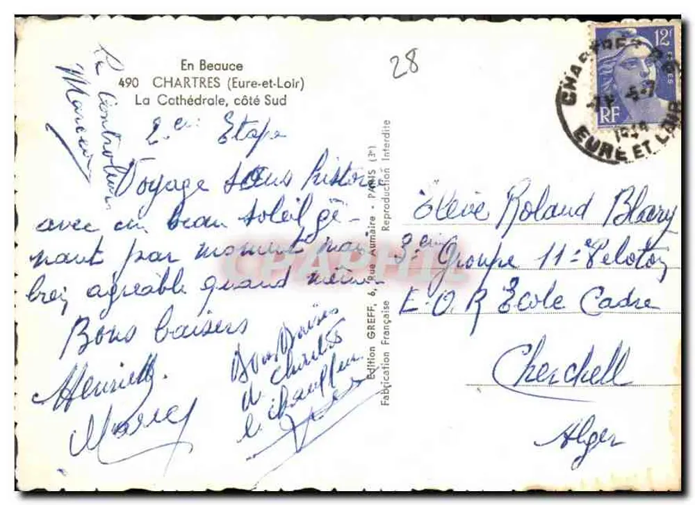 Chartres — Catedral, lado Sul — Edição Greff - Verso