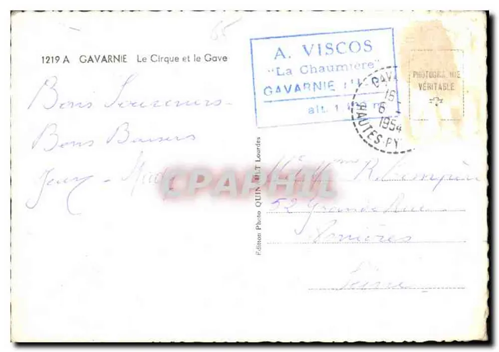 Gavarnie — O Circo e o Gave — Edição A. Viscos - Verso