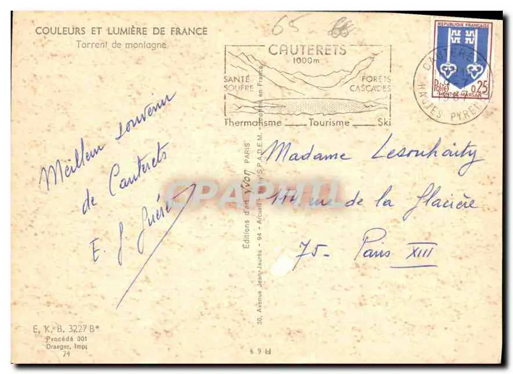 Bergbäche — Cauterets — Éditions Jean Jaurès - Rückseite
