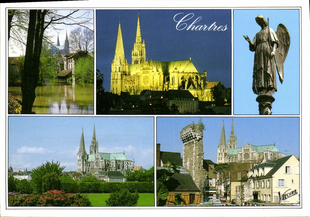 Chartres — Catedral e anjo do chevet — Édition Valoire - Frente