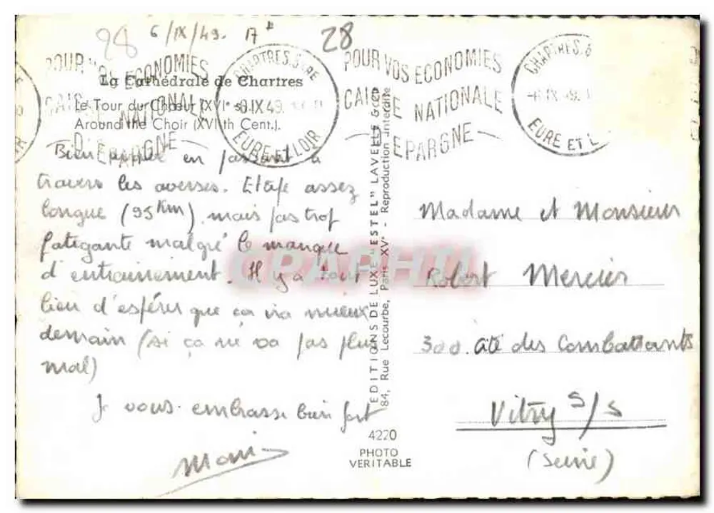 Catedral de Chartres — Torre do Coro (século XVI) — Editor Estel, n° 28 - Verso