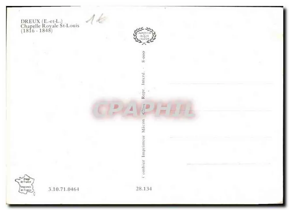 Capela Real de São Luís — (1816-1848) — Editor Combier, n° 8.000 - Verso
