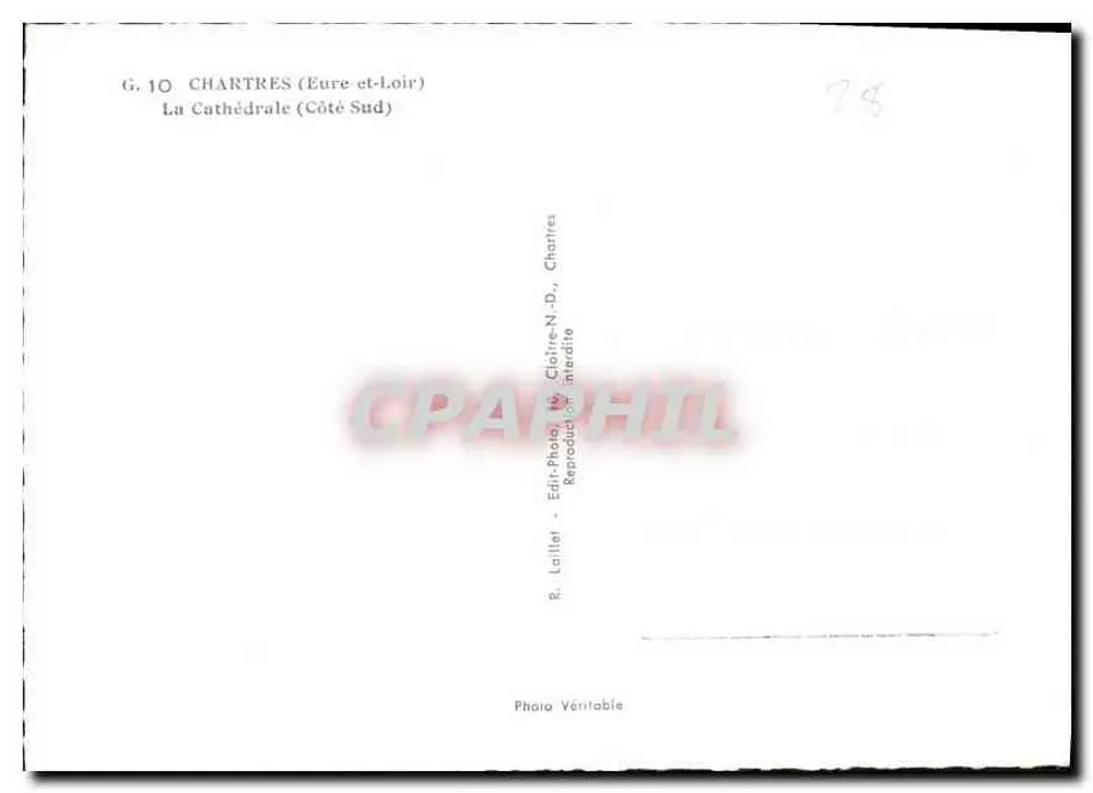 Chartres (Eure-et-Loir) — A Catedral (Lado Sul) — Ed. Lallet, Chartres - Verso