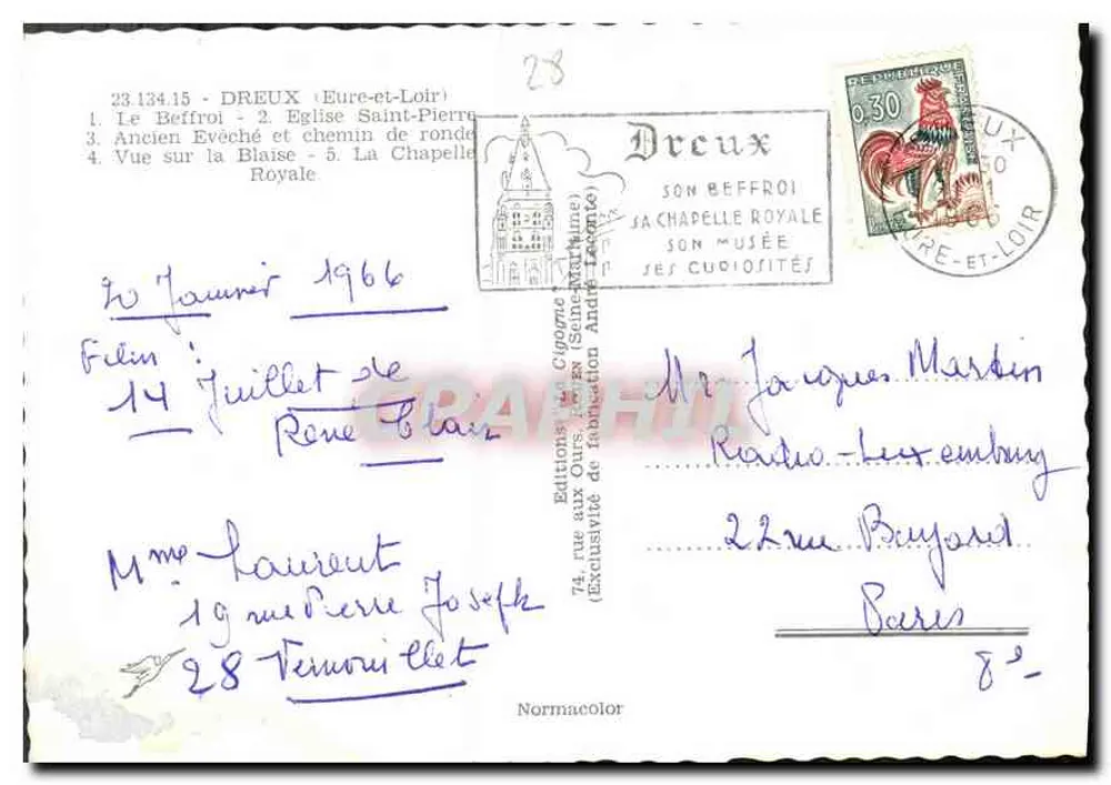 Dreux — Vista panorâmica — Edições da Cigogne - Verso