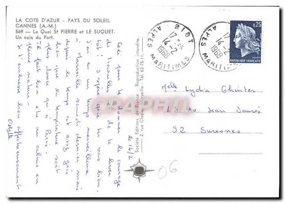 Cannes (A.M.) - Le Quai Saint-Pierre und Le Suquet — Éditions de France - Rückseite