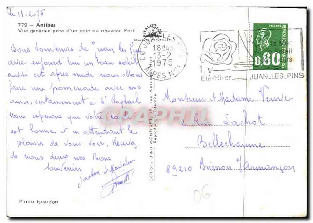 Allgemeiner Blick auf eine Ecke des neuen Hafens — Antibes — Editions d'Art Montiuet - Rückseite