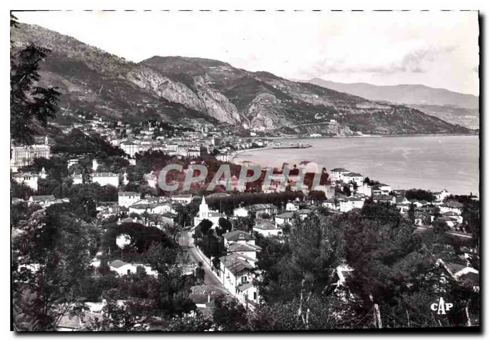 Menton — Panorama sulla città e Quartiere Carnolès — Cie des Arts Photographiques Paris - Recto