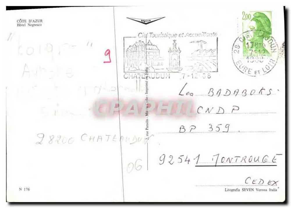 Hotel Negresco — Nice — N°176 - Verso