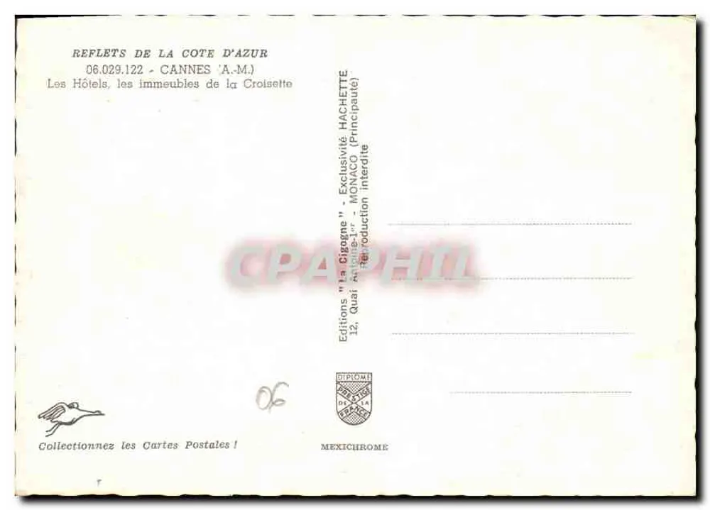 Cannes - Die Hotels, die Gebäude der Croisette — Editionen 'La Cigogne' - Rückseite