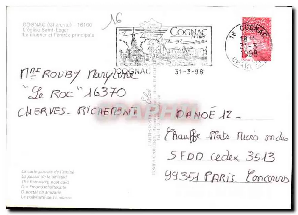 Cognac — Kirche Saint-Léger — Verlag Elcé, n°16 - Rückseite