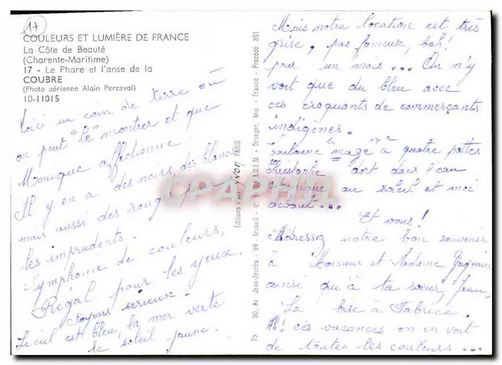 Der Leuchtturm und die Bucht von Coubre — La Côte de Beauté (Charente-Maritime) — Künstlerverlag, Paris - Rückseite