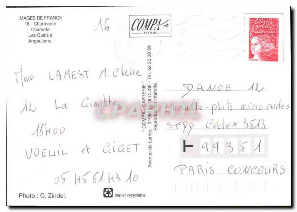 Charminha Charente — Os Quais em Angoulême — Editor COMPA-CARTERIE - Verso